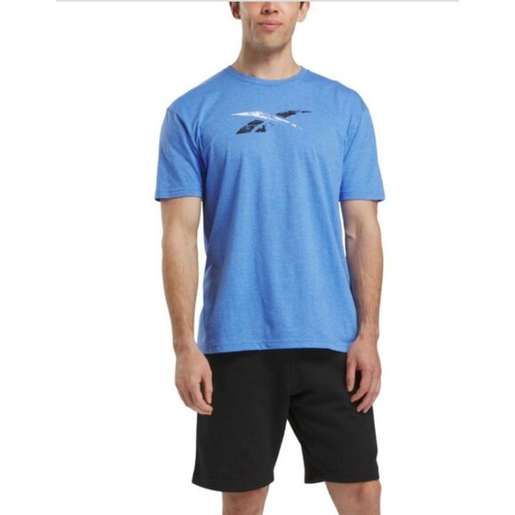 Reebok Men's Salvage Logo Graphic T-Shirt - Blue Size M - Picture 1 of 7
